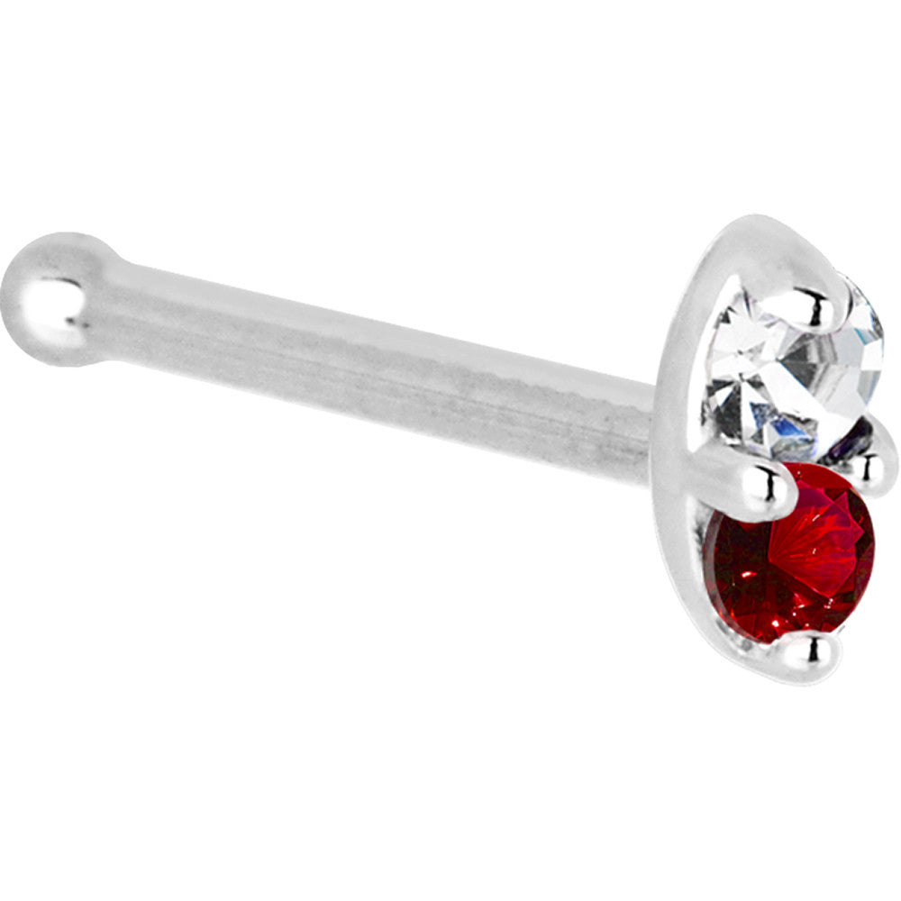 BodyCandy 14k White Gold 1.5mm Genuine Ruby Diamond Marquise Nose Ring — detail close-up