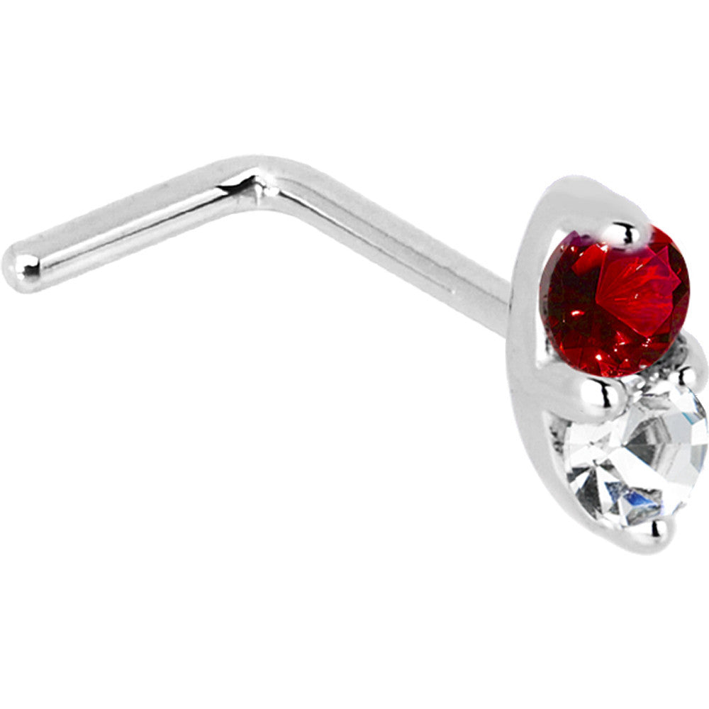 BodyCandy 14k White Gold 1.5mm Genuine Ruby Diamond Marquise Nose Ring — side view