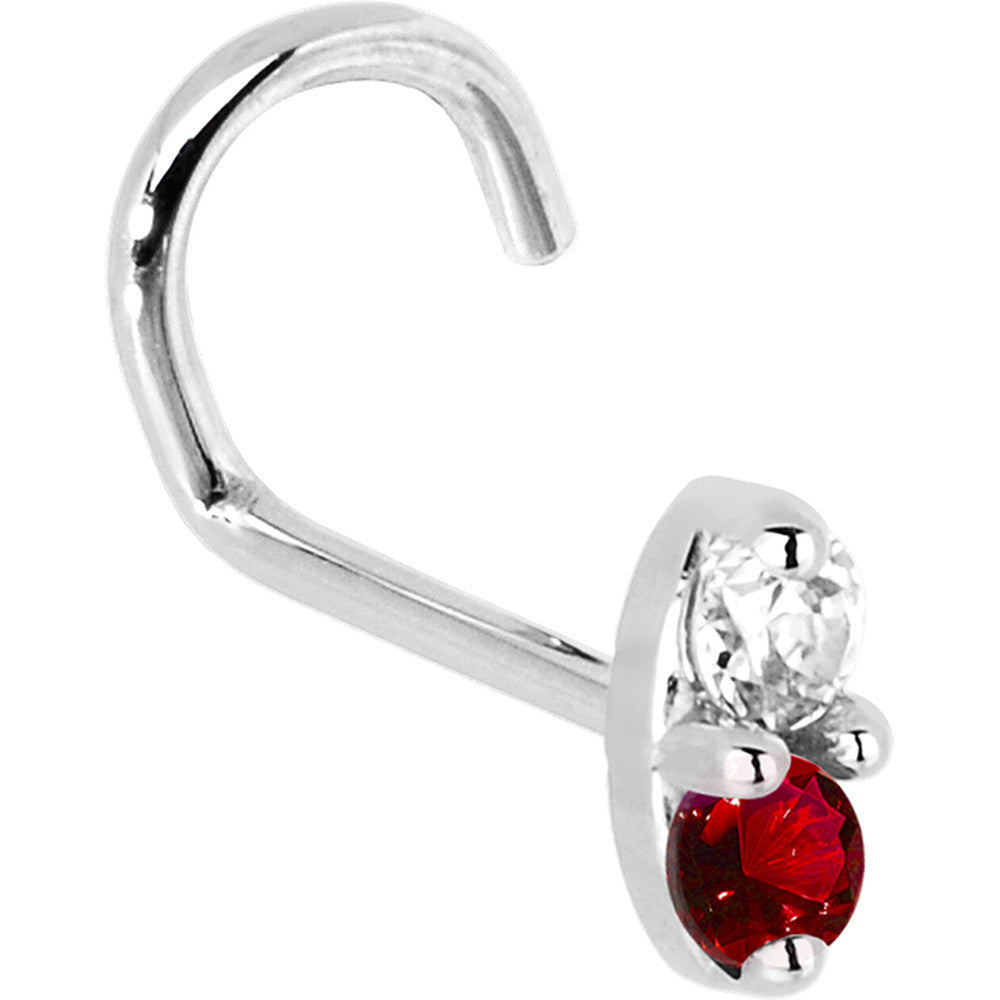 BodyCandy 14k White Gold 1.5mm Genuine Ruby Diamond Marquise Nose Ring — back view