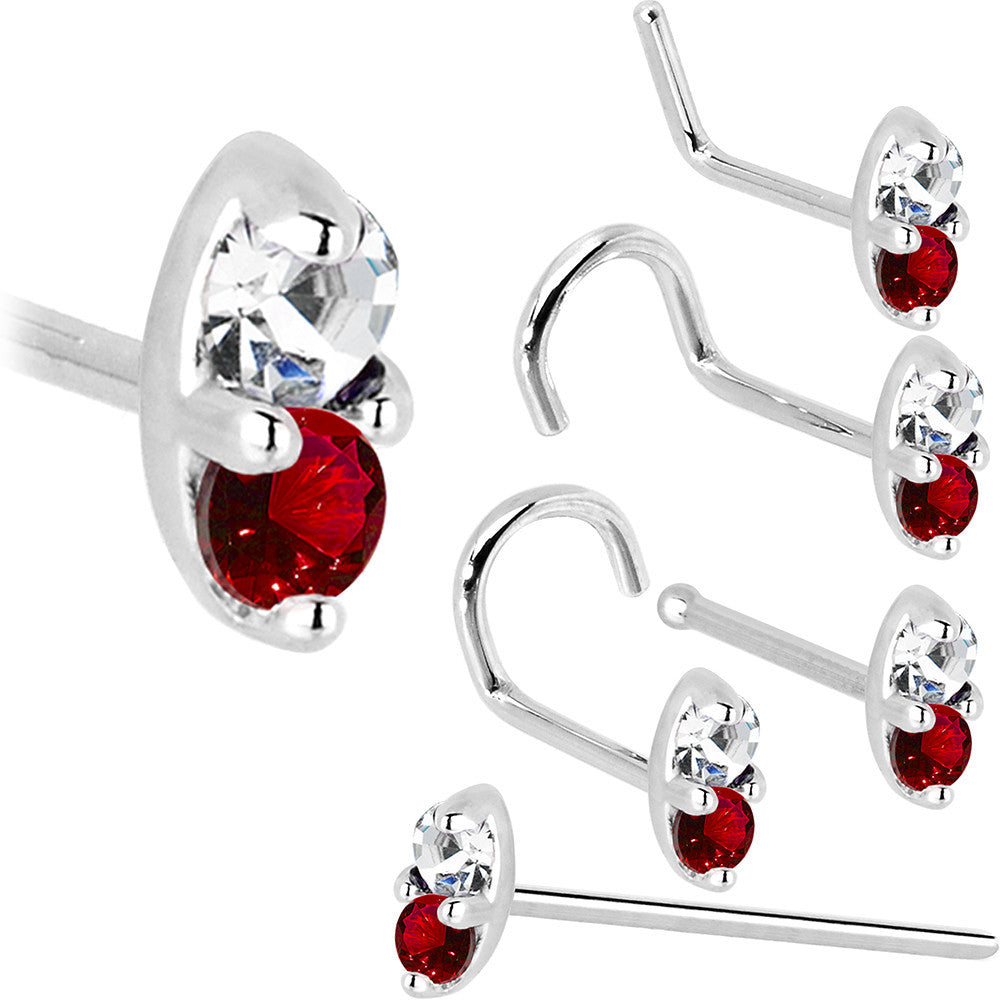 BodyCandy 14k White Gold 1.5mm Genuine Ruby Diamond Marquise Nose Ring — size reference
