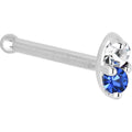 BodyCandy 14k White Gold 1.5mm Genuine Blue Sapphire Diamond Marquise Nose Ring — detail close-up