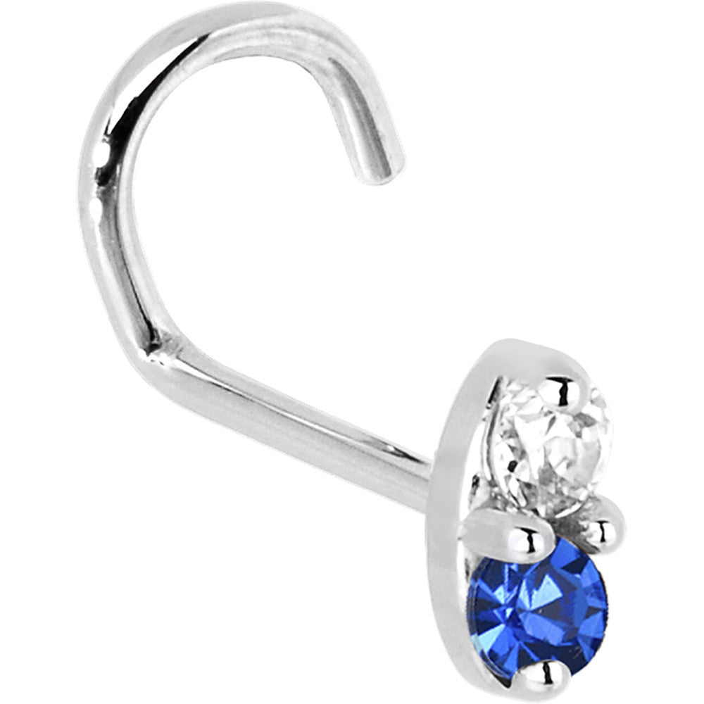 BodyCandy 14k White Gold 1.5mm Genuine Blue Sapphire Diamond Marquise Nose Ring — back view