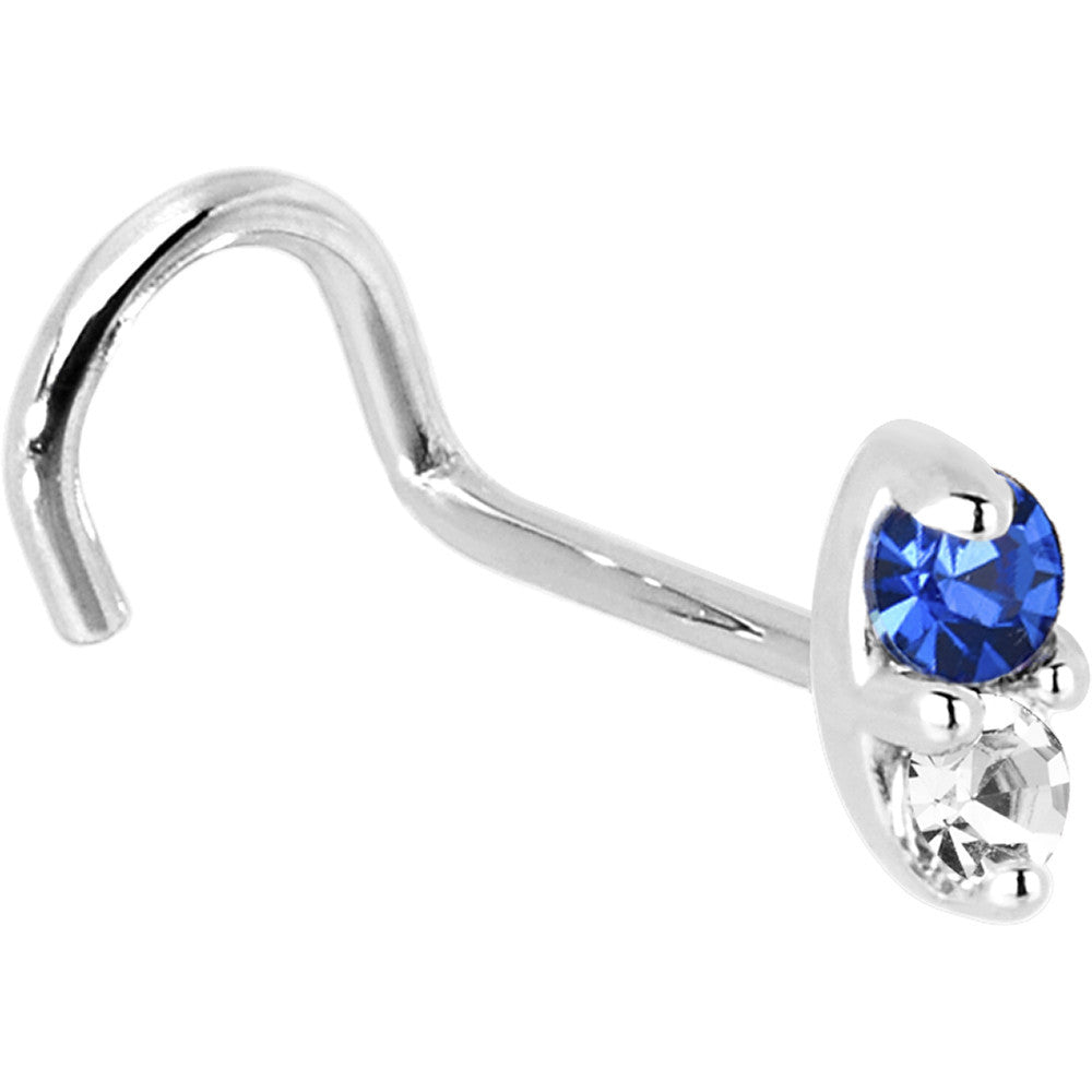 BodyCandy 14k White Gold 1.5mm Genuine Blue Sapphire Diamond Marquise Nose Ring — alternative angle