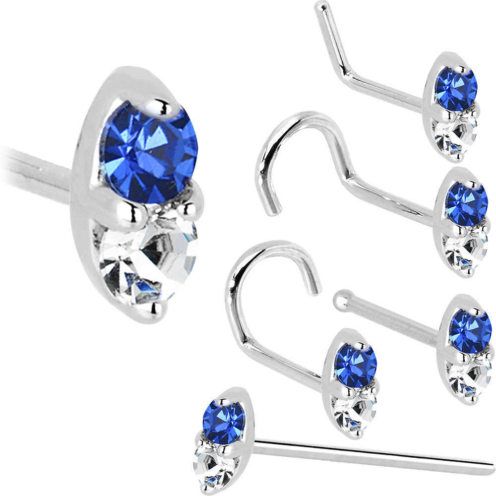 BodyCandy 14k White Gold 1.5mm Genuine Blue Sapphire Diamond Marquise Nose Ring — size reference