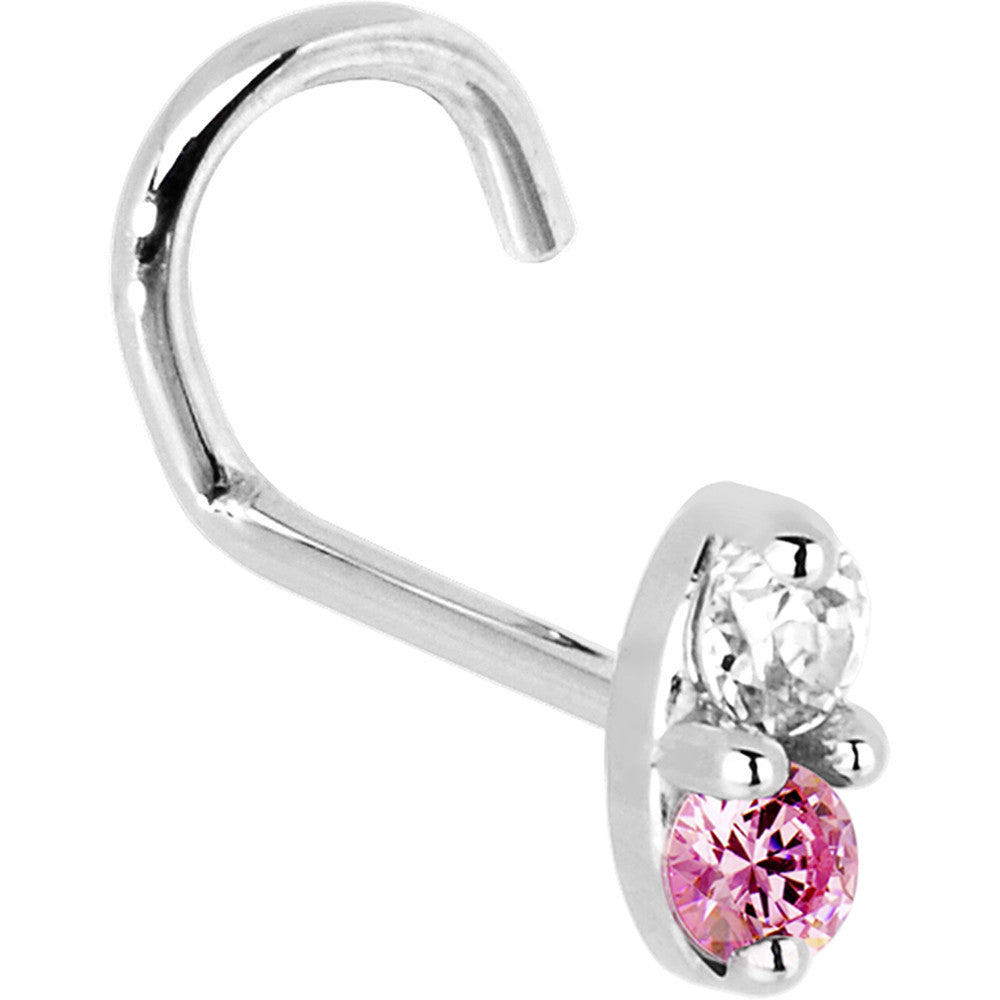BodyCandy 14k White Gold 1.5mm Genuine Pink Sapphire Diamond Marquise Nose Ring — back view