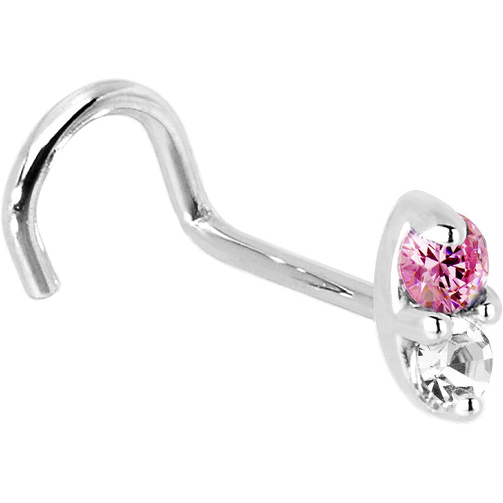 BodyCandy 14k White Gold 1.5mm Genuine Pink Sapphire Diamond Marquise Nose Ring — alternative angle