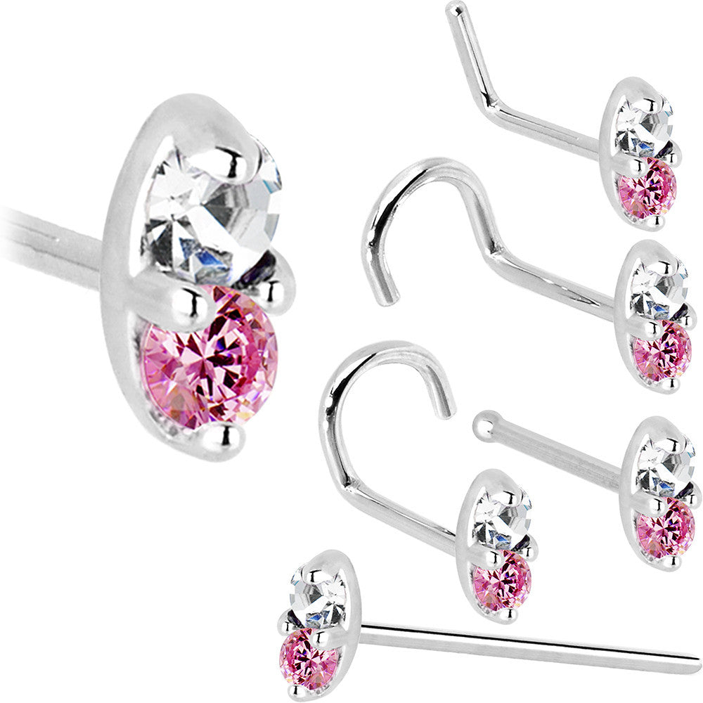 BodyCandy 14k White Gold 1.5mm Genuine Pink Sapphire Diamond Marquise Nose Ring — size reference