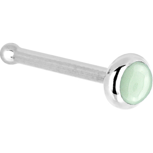 BodyCandy Solid 14K White Gold 2mm Aventurine Quartz Nose Ring — detail close-up