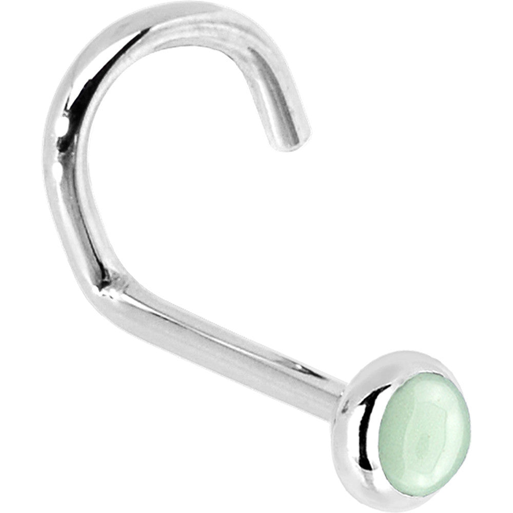 BodyCandy Solid 14K White Gold 2mm Aventurine Quartz Nose Ring — back view