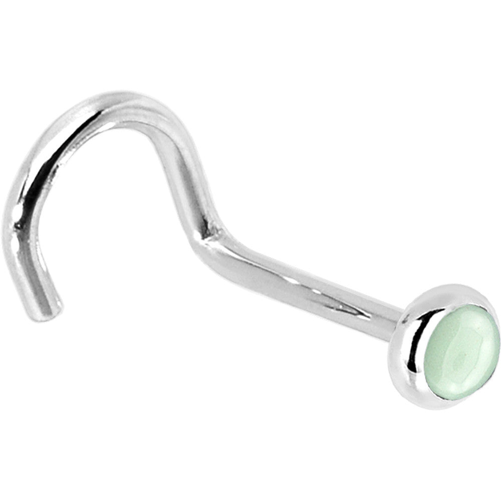 BodyCandy Solid 14K White Gold 2mm Aventurine Quartz Nose Ring — alternative angle