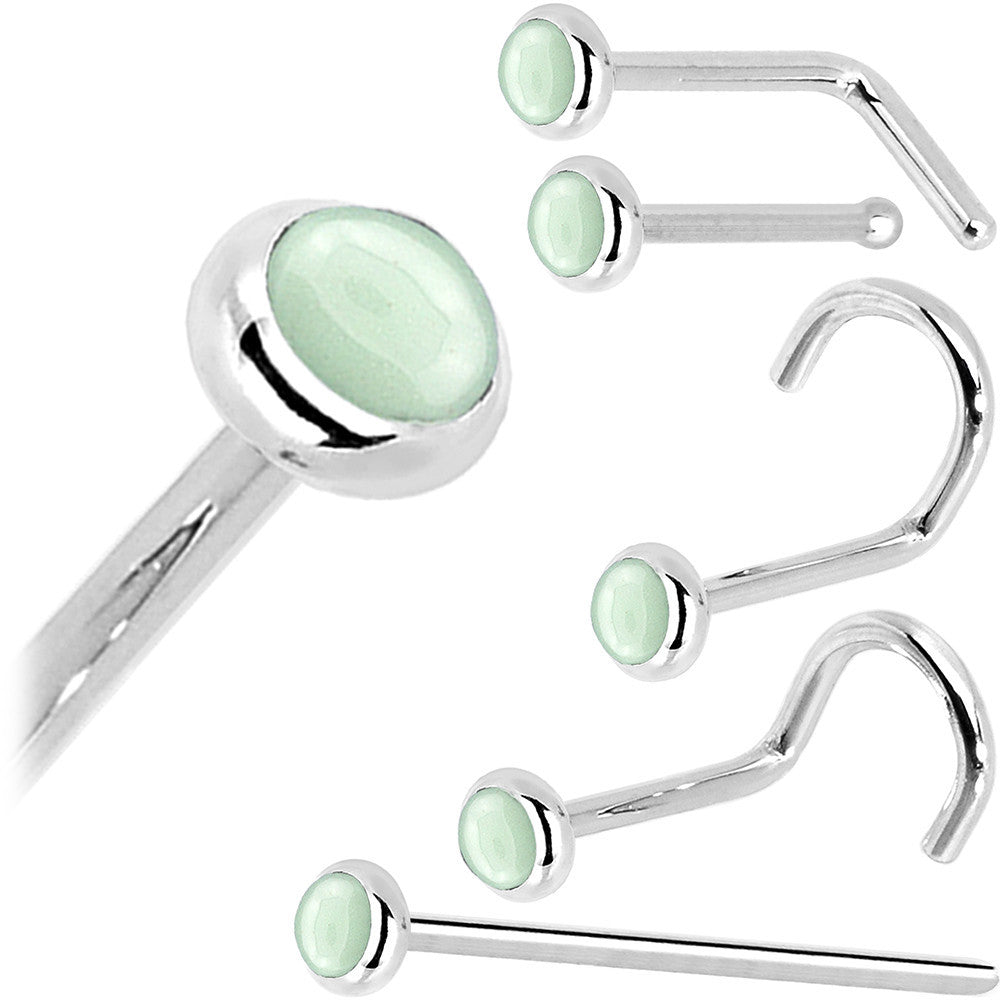 BodyCandy Solid 14K White Gold 2mm Aventurine Quartz Nose Ring — size reference