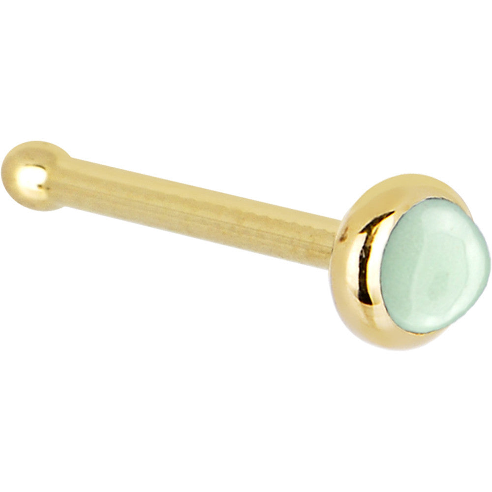 BodyCandy Solid 14K Yellow Gold 2mm Aventurine Quartz Nose Ring — detail close-up