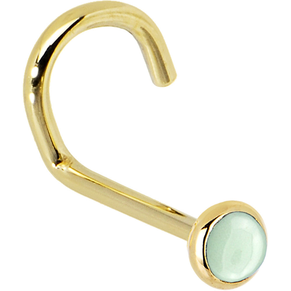 BodyCandy Solid 14K Yellow Gold 2mm Aventurine Quartz Nose Ring — back view