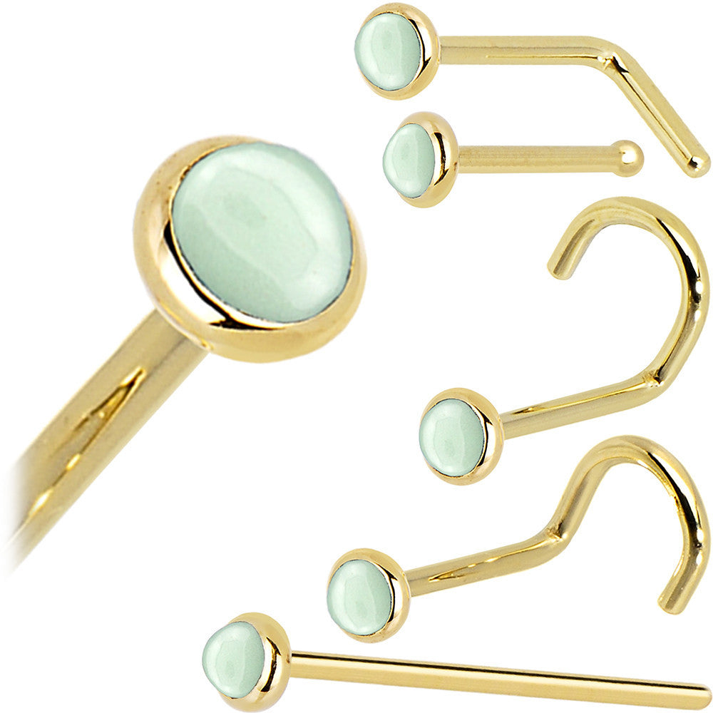 BodyCandy Solid 14K Yellow Gold 2mm Aventurine Quartz Nose Ring — size reference