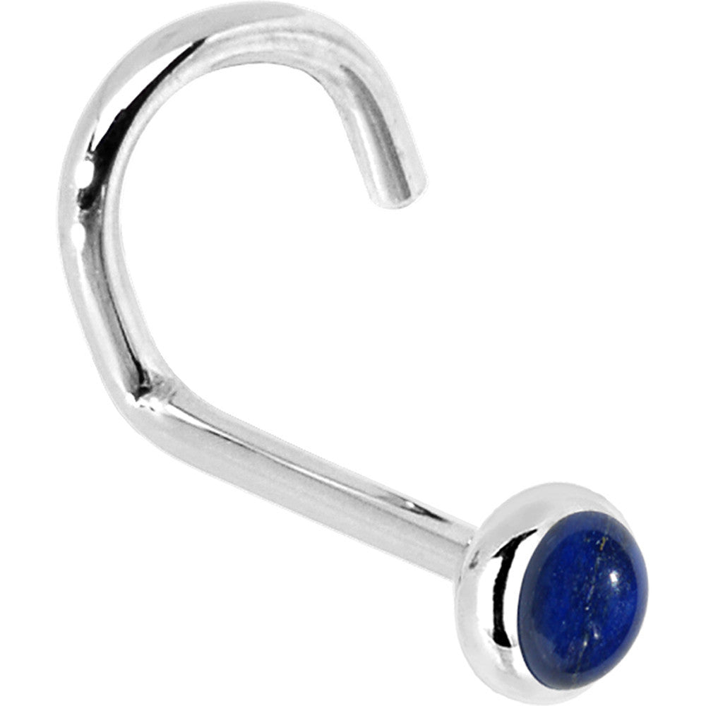BodyCandy Solid 14K White Gold 2mm Lapis Lazuli Straight Nose Ring — back view