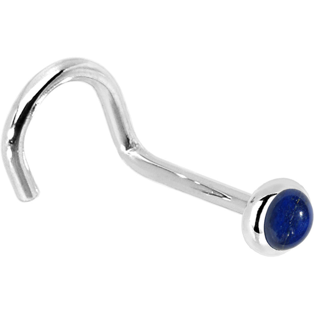 BodyCandy Solid 14K White Gold 2mm Lapis Lazuli Straight Nose Ring — alternative angle