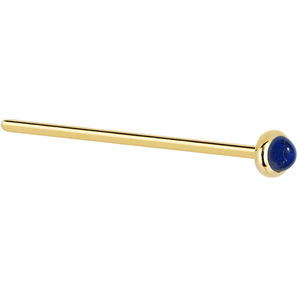 BodyCandy Solid 14K Yellow Gold 2mm Lapis Lazuli Straight Nose Ring — lifestyle context