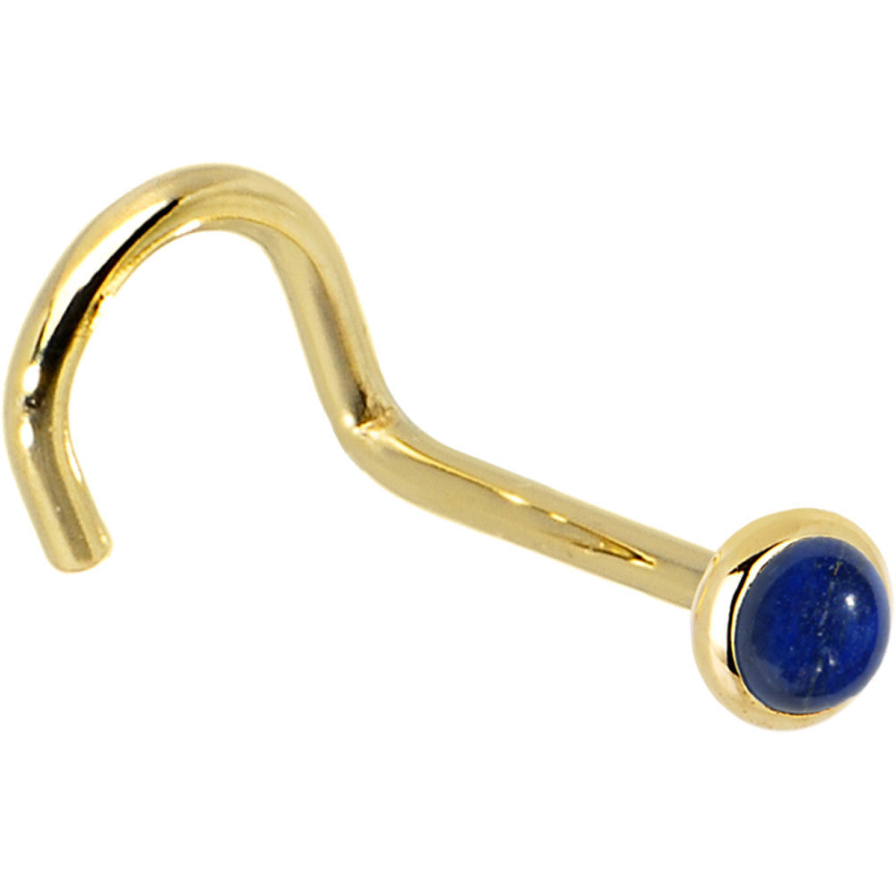 BodyCandy Solid 14K Yellow Gold 2mm Lapis Lazuli Straight Nose Ring — alternative angle