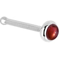 BodyCandy Solid 14K White Gold 2mm Red Garnet Nose Ring — detail close-up