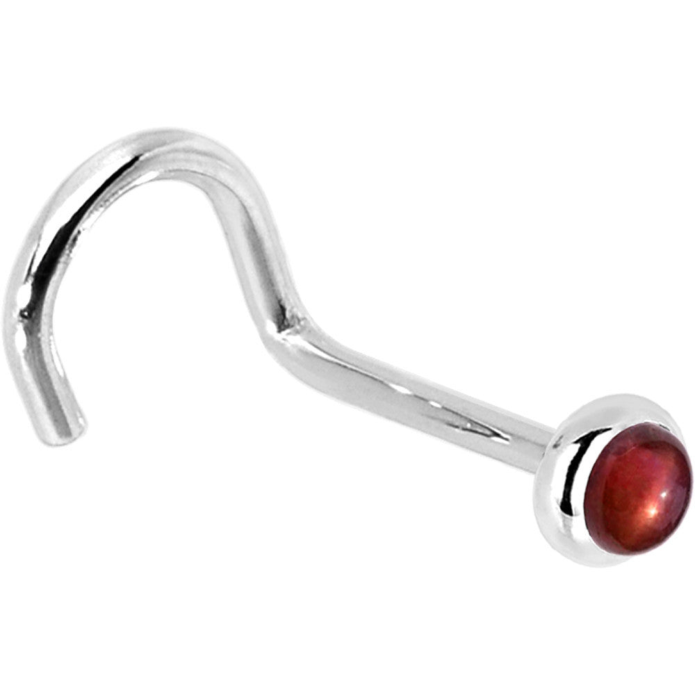 BodyCandy Solid 14K White Gold 2mm Red Garnet Nose Ring — alternative angle