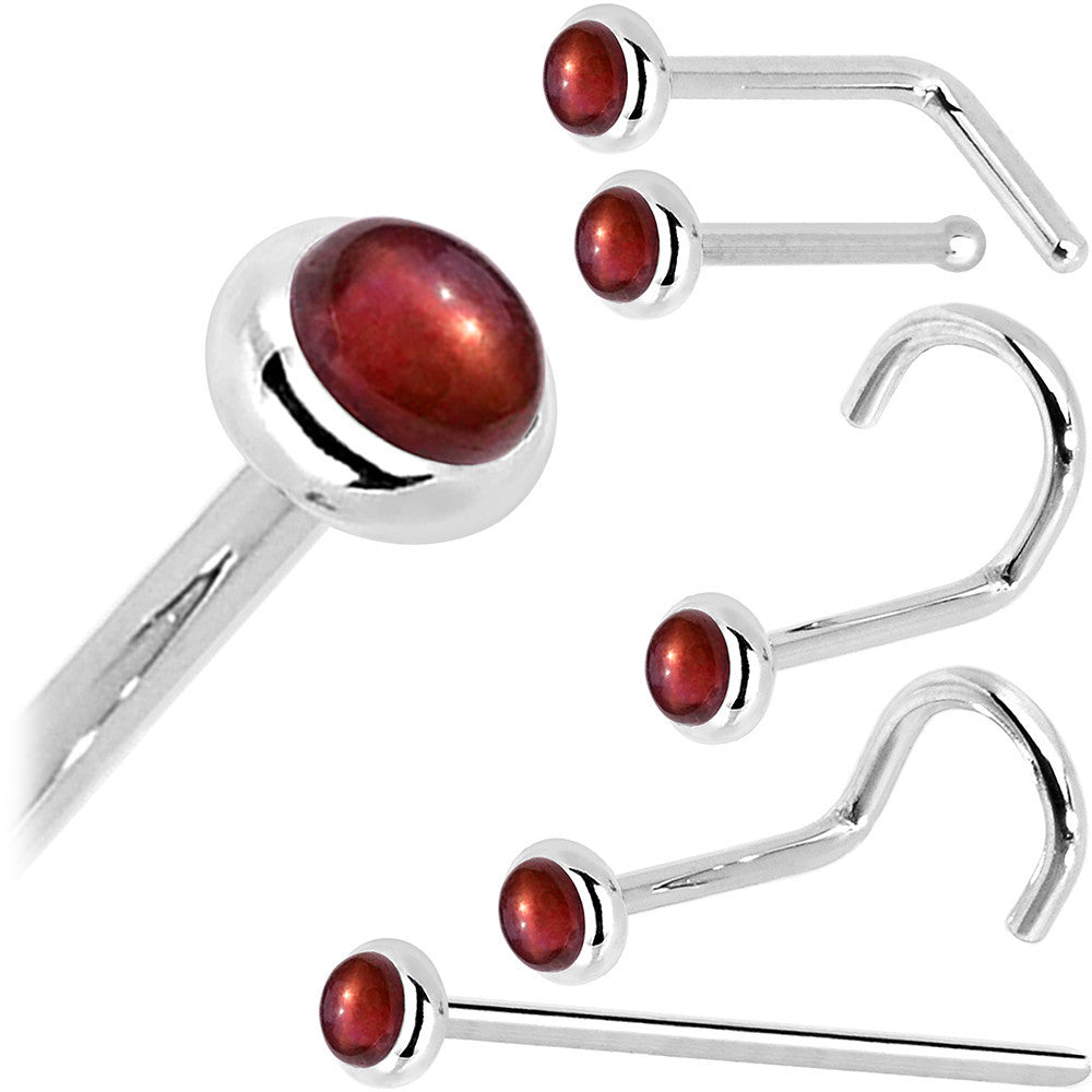 BodyCandy Solid 14K White Gold 2mm Red Garnet Nose Ring — size reference