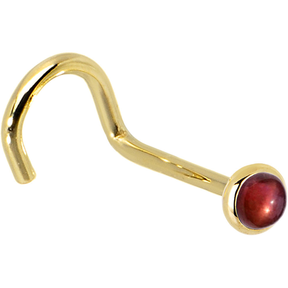 BodyCandy Solid 14K Yellow Gold 2mm Red Garnet Nose Ring — alternative angle