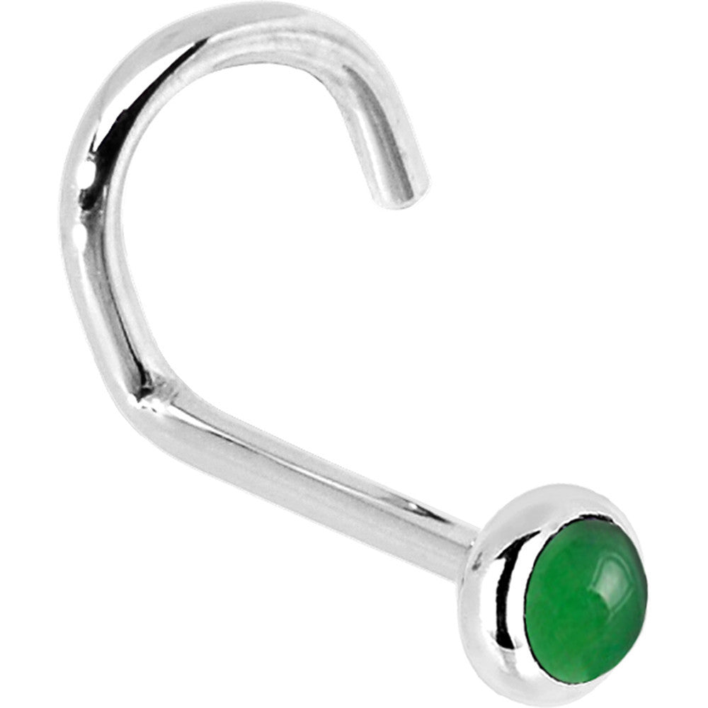BodyCandy Solid 14K White Gold 2mm Jade Nose Ring — back view