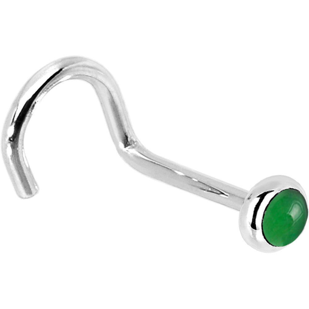 BodyCandy Solid 14K White Gold 2mm Jade Nose Ring — alternative angle