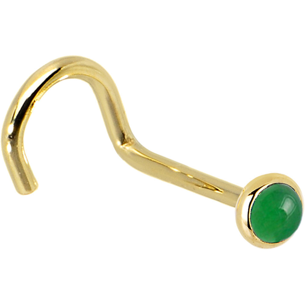 BodyCandy Solid 14K Yellow Gold 2mm Jade Nose Ring — alternative angle