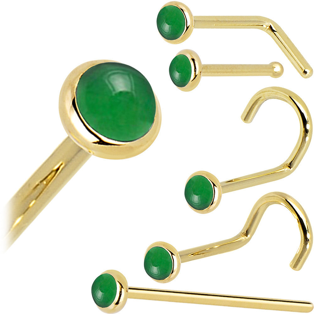 BodyCandy Solid 14K Yellow Gold 2mm Jade Nose Ring — size reference