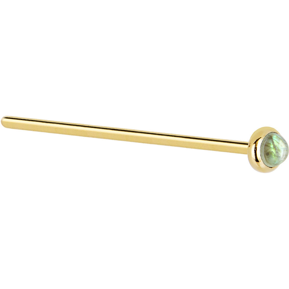 BodyCandy Solid 14K Yellow Gold 2mm Labradorite Nose Ring — lifestyle context