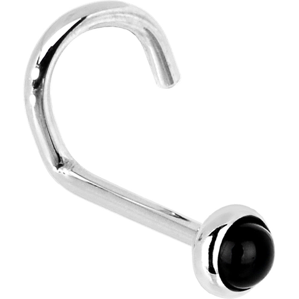 BodyCandy Solid 14K White Gold 2mm Onyx Nose Ring — back view