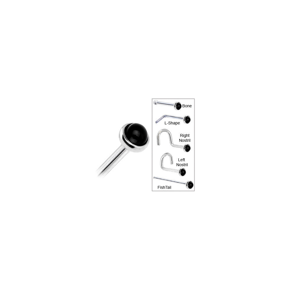 BodyCandy Solid 14K White Gold 2mm Onyx Nose Ring — in-use photo