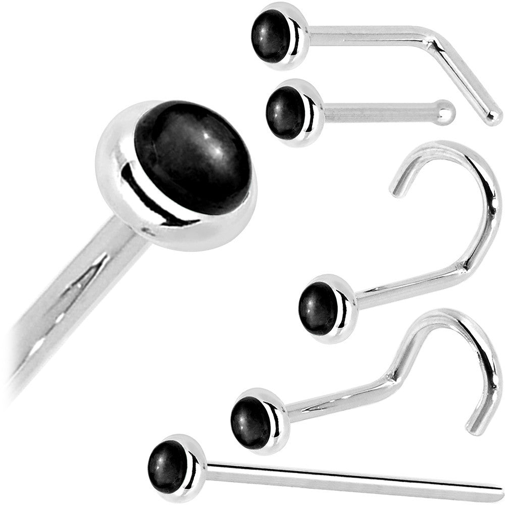 BodyCandy Solid 14K White Gold 2mm Onyx Nose Ring — size reference
