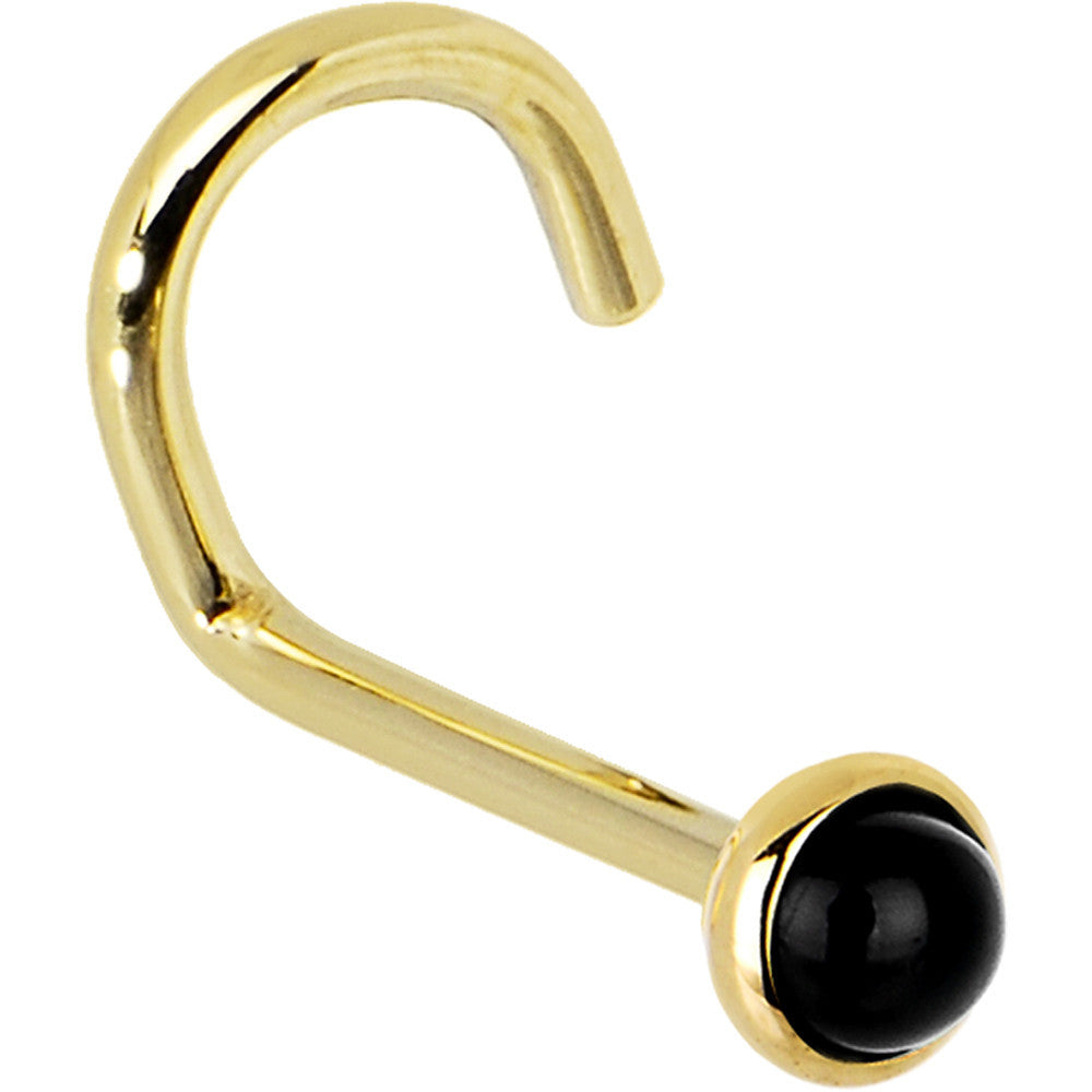 BodyCandy Solid 14K Yellow Gold 2mm Onyx Nose Ring — back view