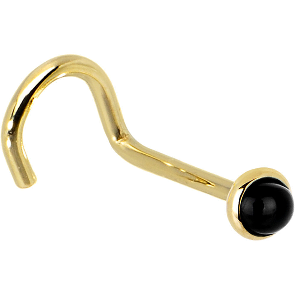 BodyCandy Solid 14K Yellow Gold 2mm Onyx Nose Ring — alternative angle