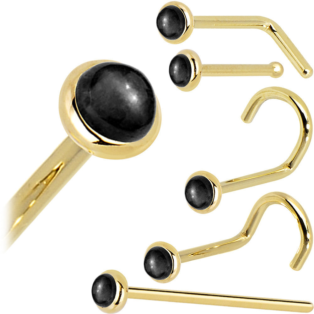 BodyCandy Solid 14K Yellow Gold 2mm Onyx Nose Ring — size reference