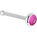BodyCandy Solid 14K White Gold 2mm Pink Tourmaline Nose Ring — detail close-up