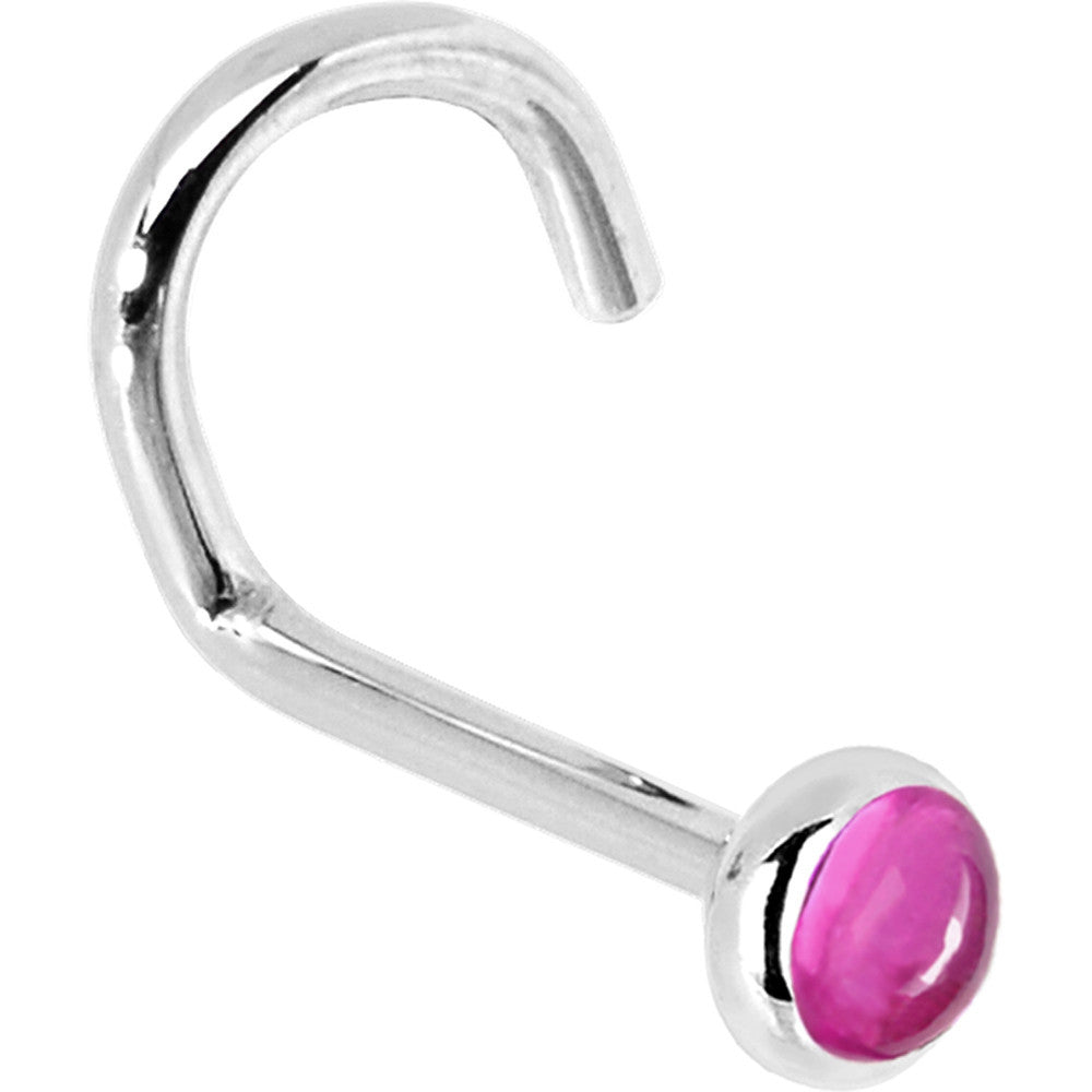 BodyCandy Solid 14K White Gold 2mm Pink Tourmaline Nose Ring — back view