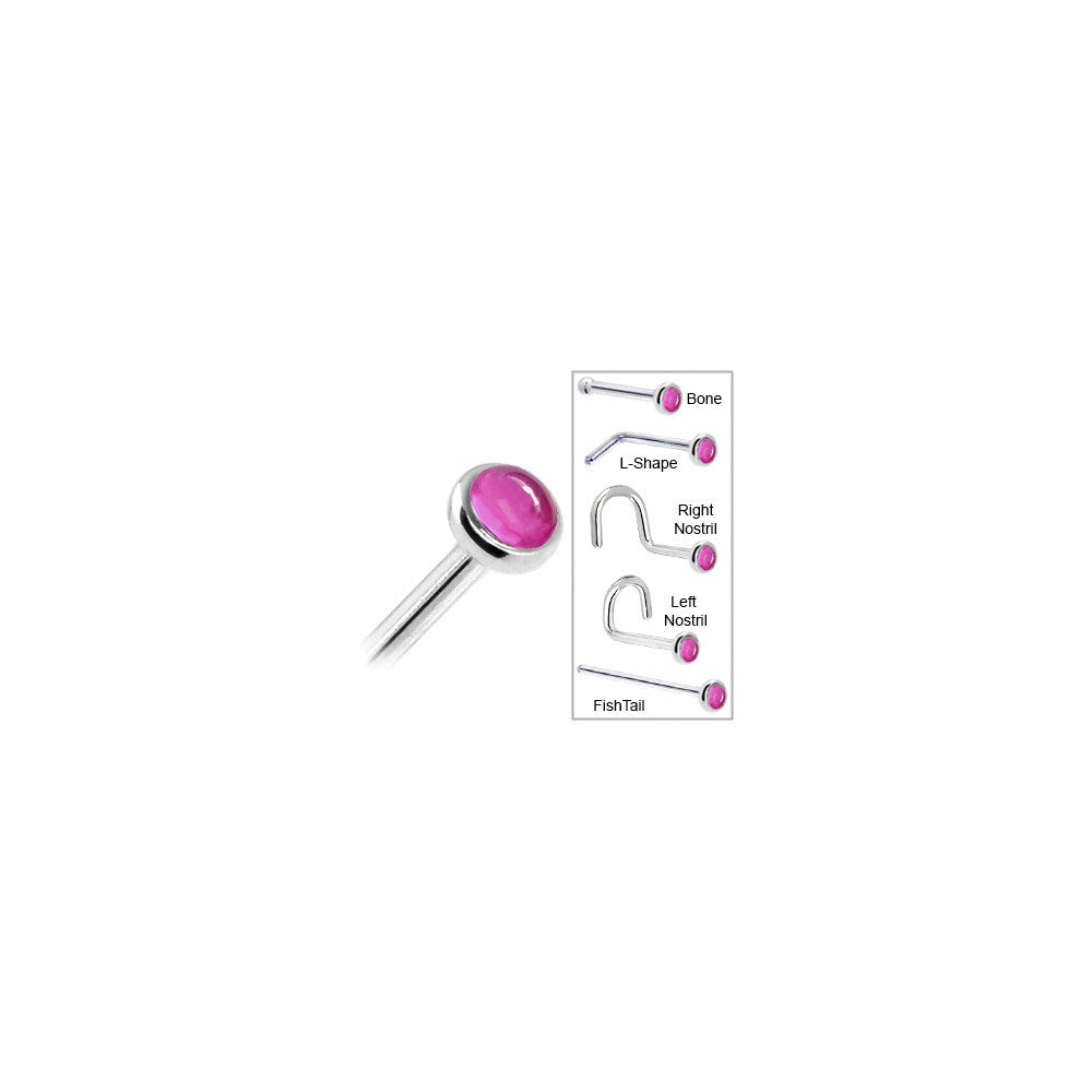 BodyCandy Solid 14K White Gold 2mm Pink Tourmaline Nose Ring — size reference