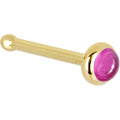 BodyCandy Solid 14K Yellow Gold 2mm Pink Tourmaline Nose Ring — detail close-up