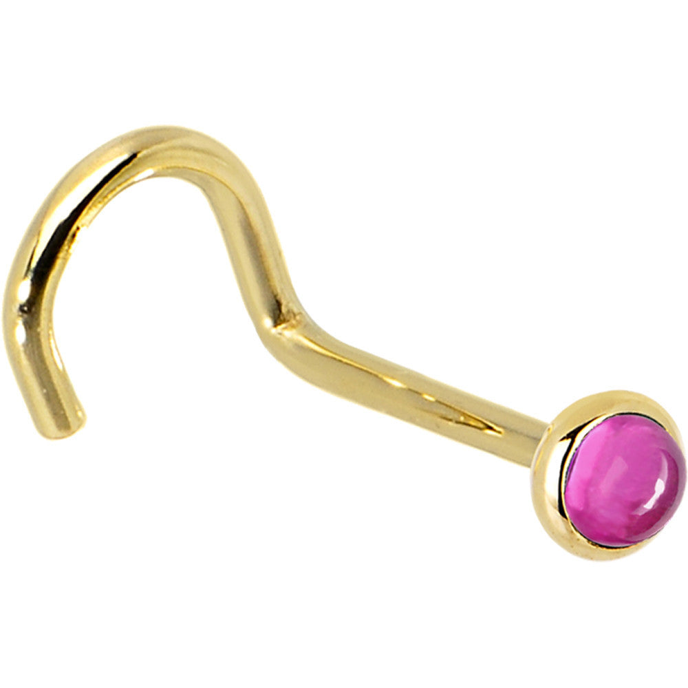 BodyCandy Solid 14K Yellow Gold 2mm Pink Tourmaline Nose Ring — alternative angle