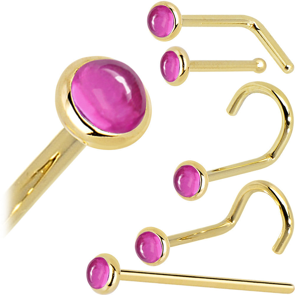 BodyCandy Solid 14K Yellow Gold 2mm Pink Tourmaline Nose Ring — size reference