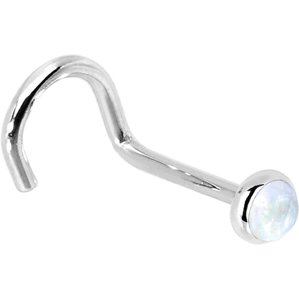 BodyCandy Solid 14K White Gold 2mm Rainbow Moonstone Nose Ring — alternative angle