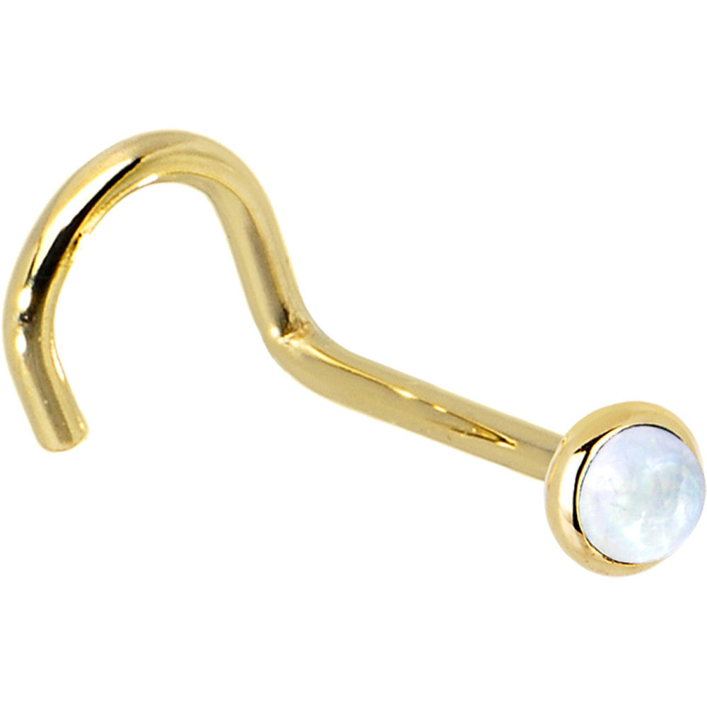 BodyCandy Solid 14K Yellow Gold 2mm Rainbow Moonstone Nose Ring — alternative angle