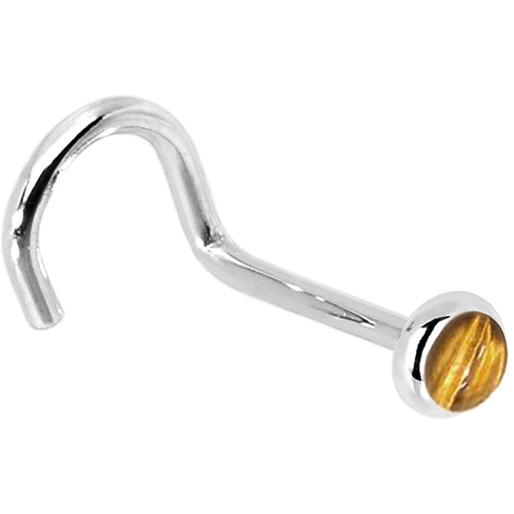 BodyCandy Solid 14K White Gold 2mm Tiger Eye Nose Ring — alternative angle
