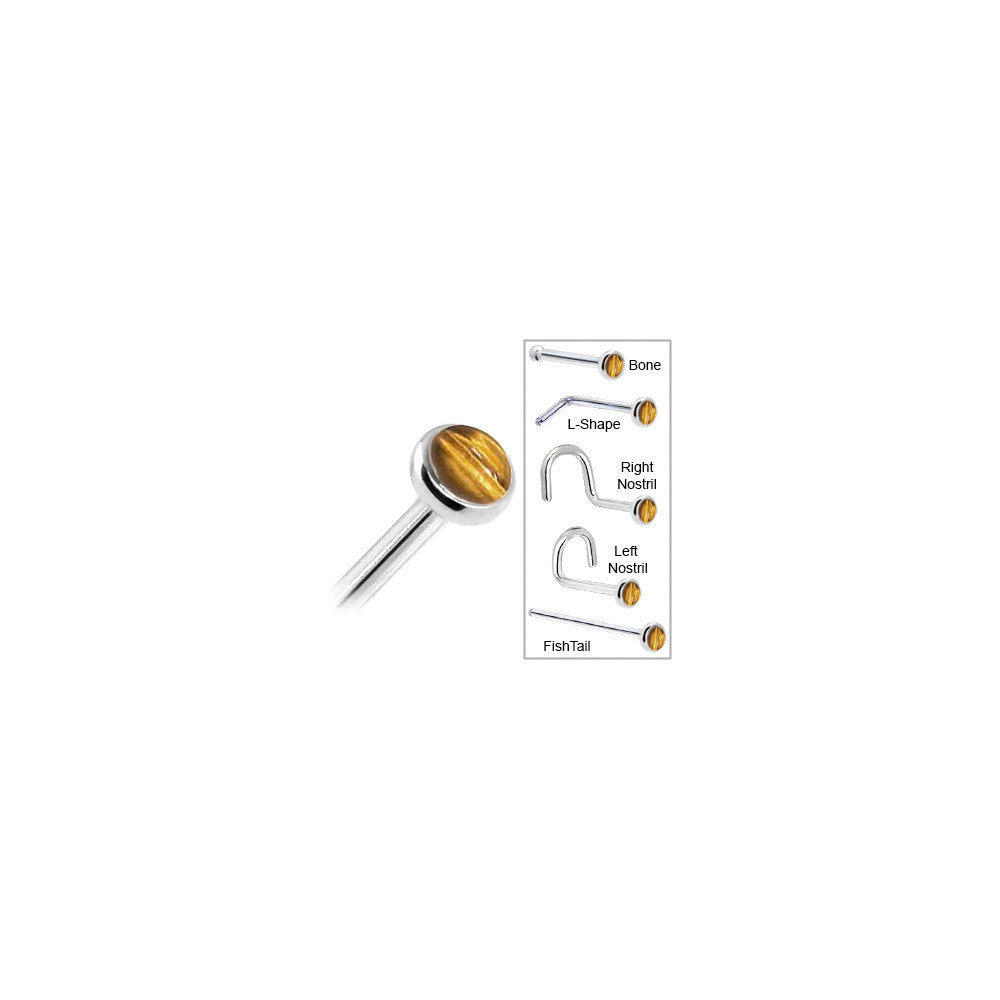 BodyCandy Solid 14K White Gold 2mm Tiger Eye Nose Ring — in-use photo