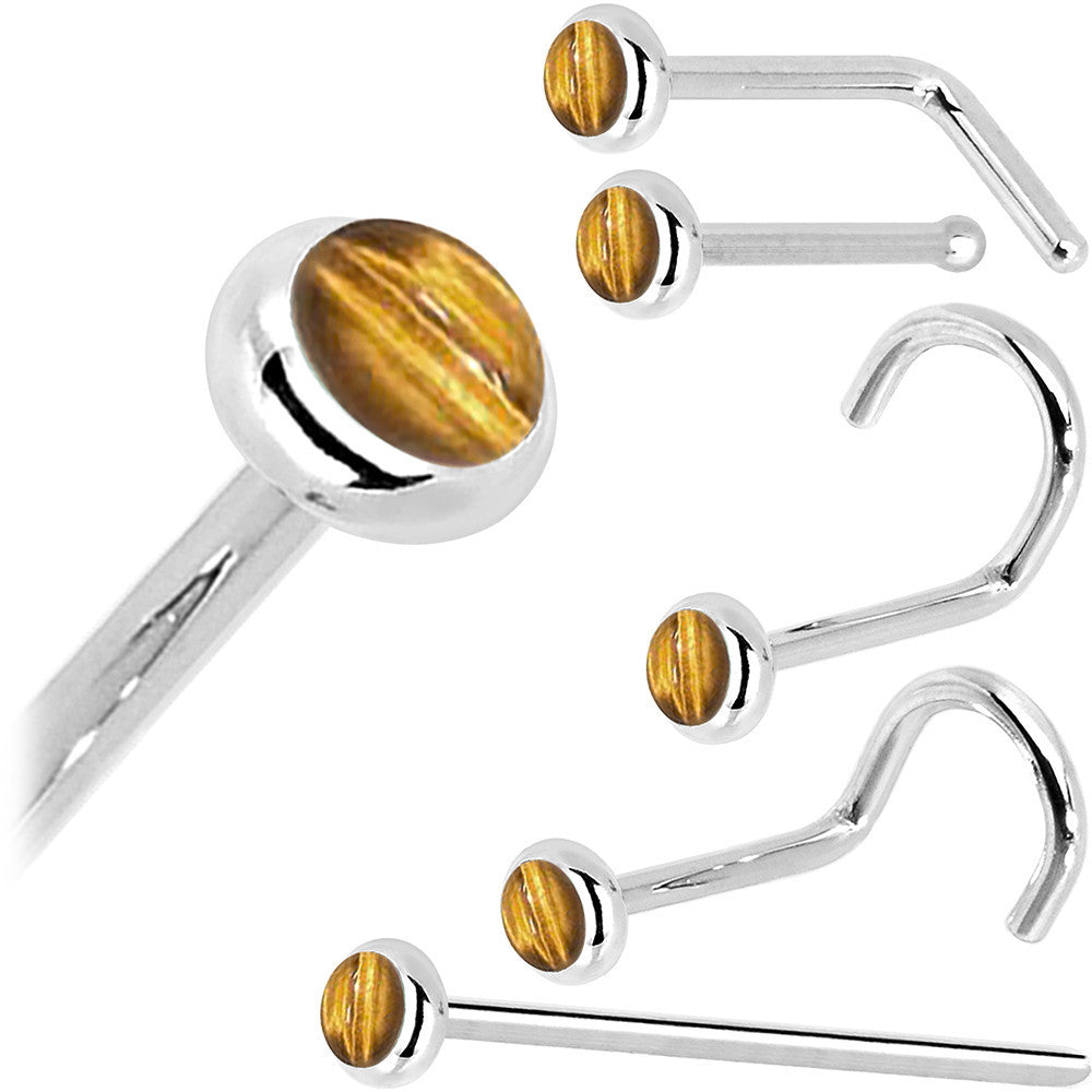 BodyCandy Solid 14K White Gold 2mm Tiger Eye Nose Ring — size reference