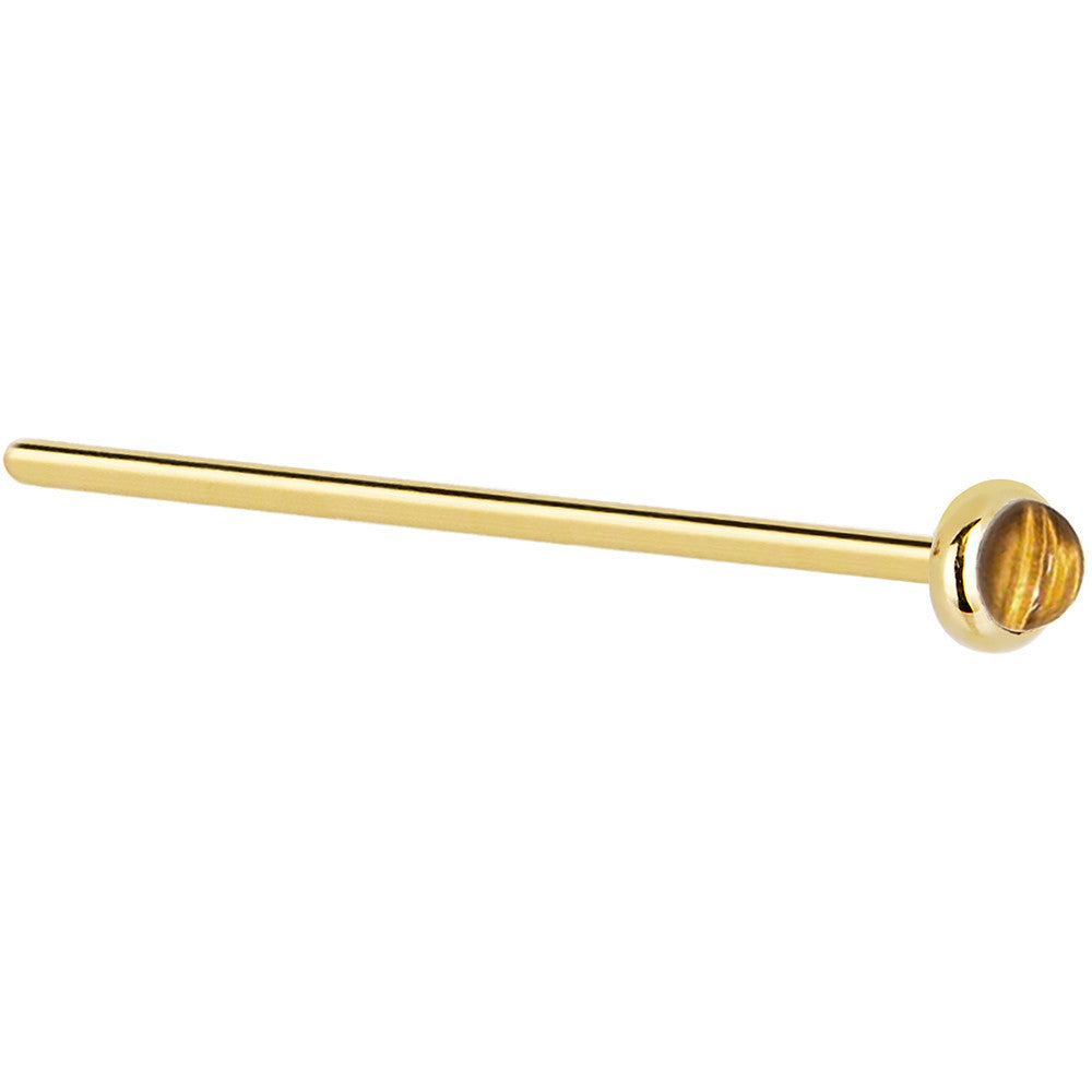 BodyCandy Solid 14K Yellow Gold 2mm Tiger Eye Nose Ring — lifestyle context