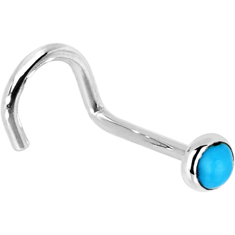 BodyCandy Solid 14K White Gold 2mm Turquoise Nose Ring — alternative angle